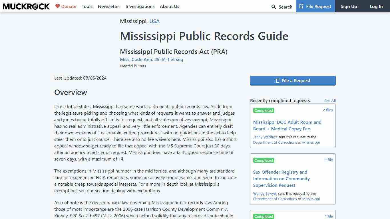 Mississippi Public Records Guide • MuckRock