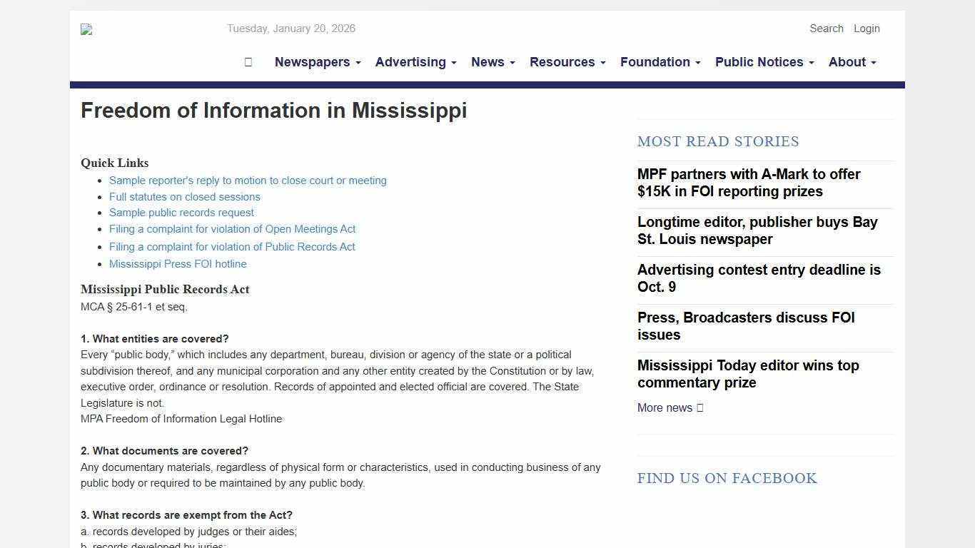Freedom of Information - Mississippi Press Association