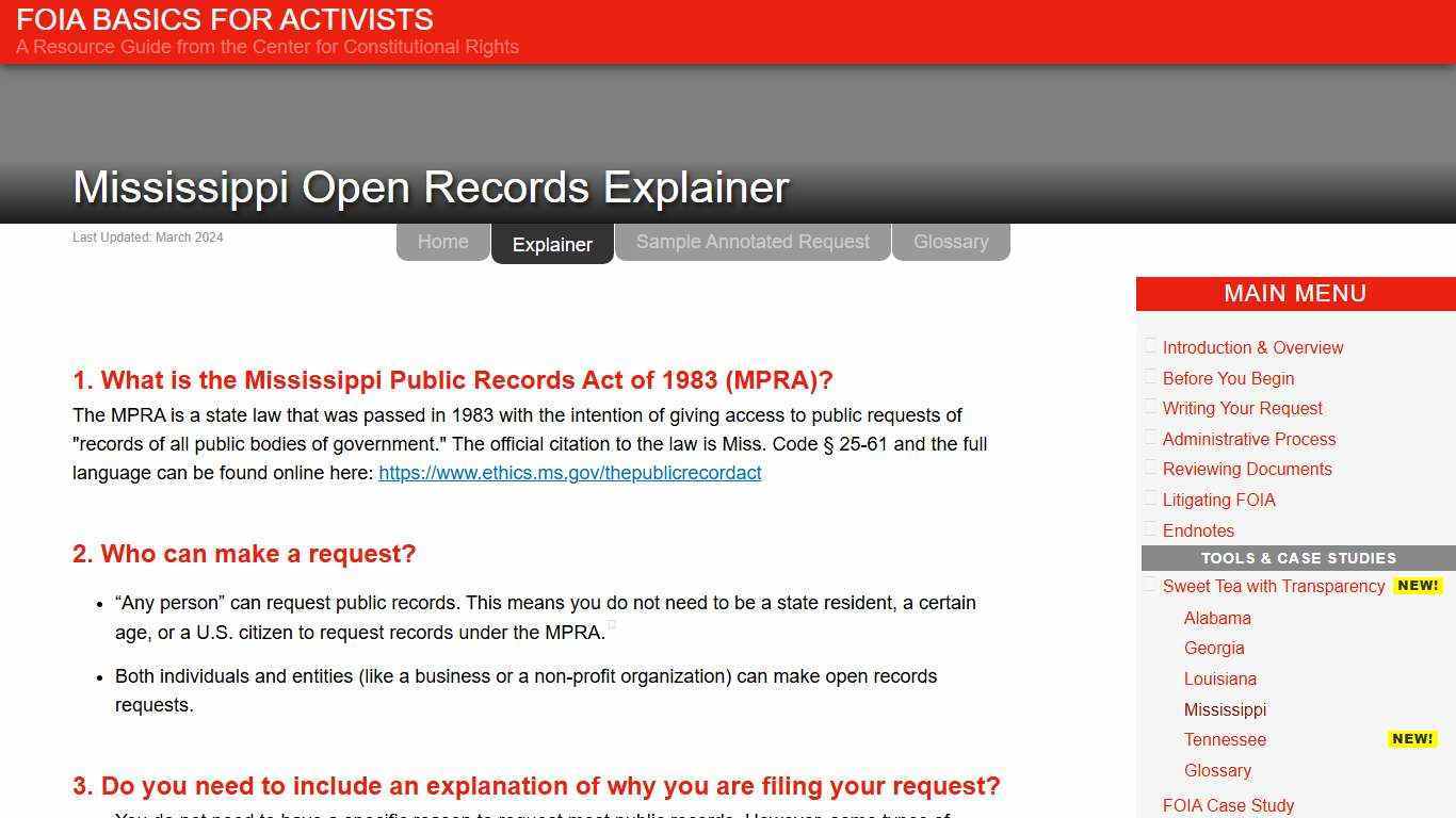 Mississippi Open Records Explainer | FOIA Basics for Activists