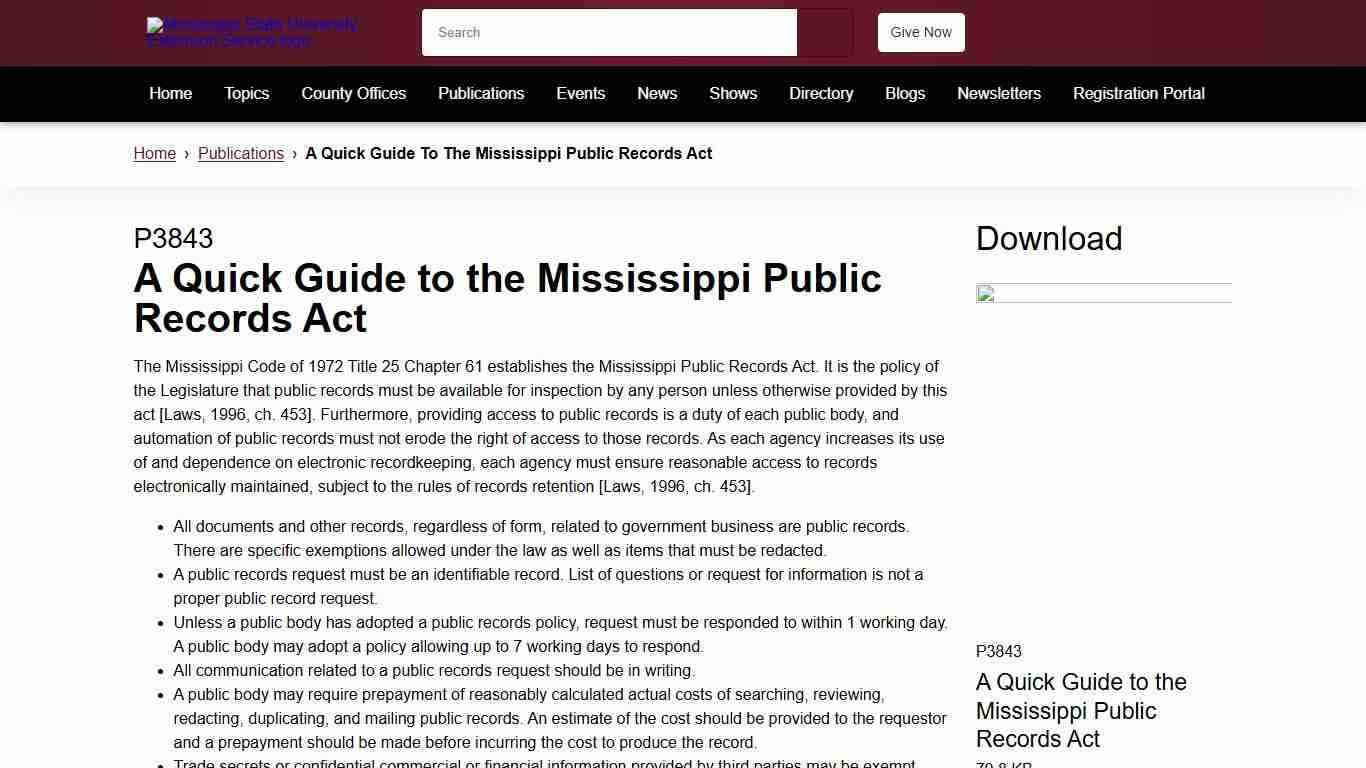 A Quick Guide to the Mississippi Public Records Act | Mississippi State University Extension Service